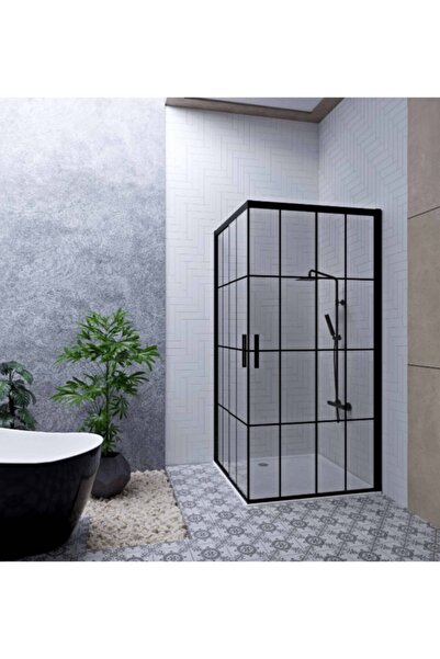 Blackline Siyah Çizgili Köşe 80x80 5 mm Temperli Cam