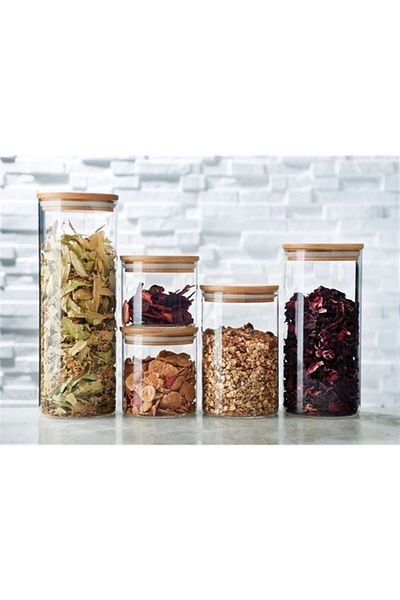 Leggno Vetro 5-Piece Glass Storage Set - Vtr709gcnst, Bamboo K.