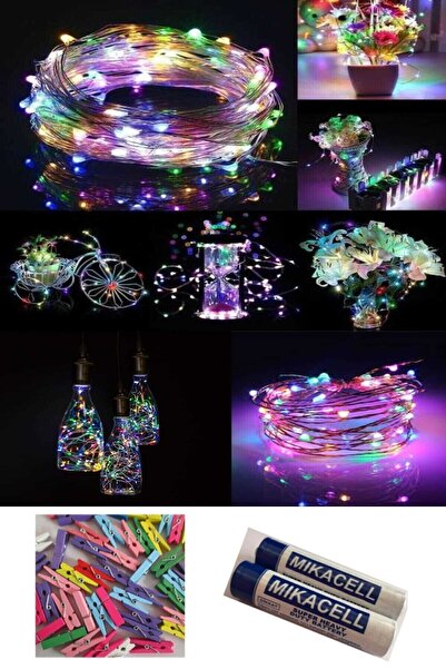 BYSHOME 5 Metre Peri Led Rgb Renk + 25 Küçük Mandal Ve 2 Adet Pil