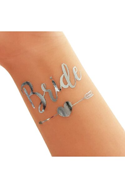 Huzur Party Store Bride To Be Konsepti 1 Bride 10 Team Bride Gümüş Gri Renkli Geçici Dövme Bekarlığa Veda Partisi