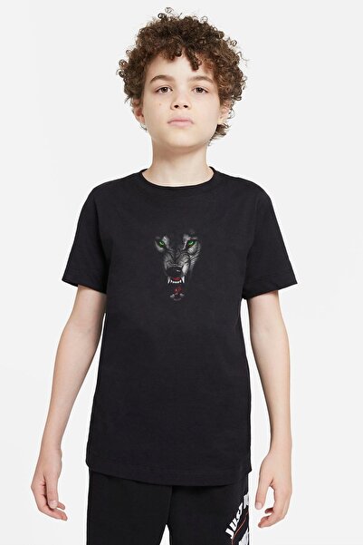 QIVI Hanorac negru unisex cu imprimeu Wolf Mozaic Wolf