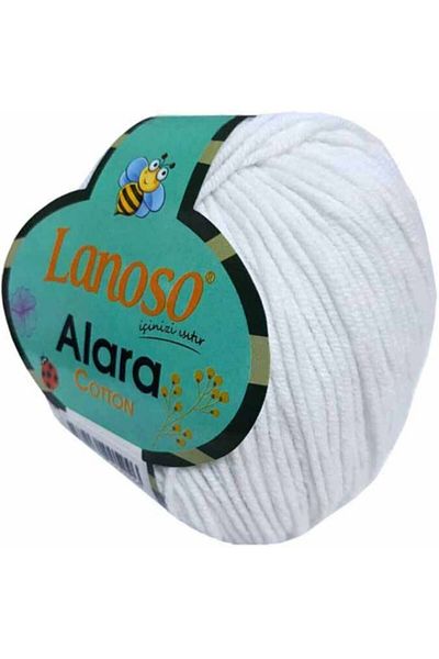 Lanoso Πλεκτό νήμα Lanoso Alara Cotton Wool - Λευκό Χρώμα C:955
