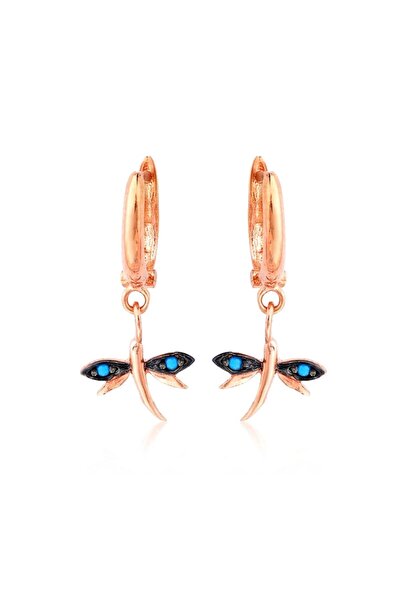 Argentum Concept 925 Ayar Gümüş Firuze Taşlı Rose Yusufçuk Küpe - K018701