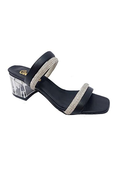 COTCOLİC Γυναικείες παντόφλες με διάφανο τακούνι και στρας