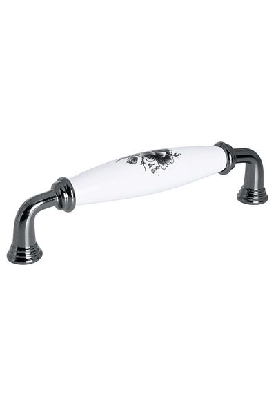 Porcellana Perla Porcelain Handle Cabinet Drawer Furniture Kitchen Handle Ruby 128Mm-White-Smoked-Stk093