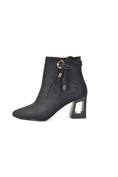 Beety 1305 Rochie de seara cu toc din piele întoarsă neagră/Ghete de damă clasice