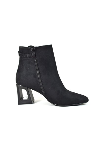 Beety 1305 Siyah Süet Topuklu Abiye/klasik Kadın Bot