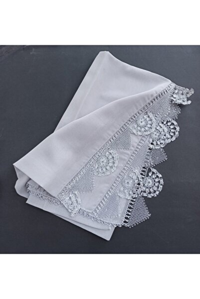 arzumçeyiz EL İŞİ İĞNE OYASI MEVLÜT BAŞÖRTÜSÜ 140 * 70 CM BOYUTUNDA  - GRİ