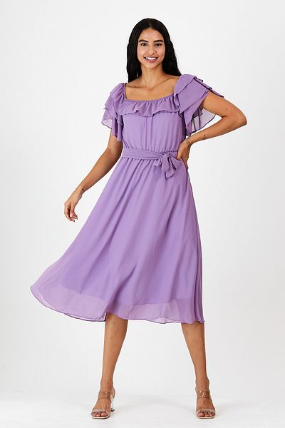 ADASTYLE Guler Carmen, Rochie Shooting Liliac