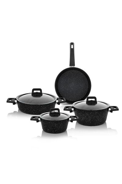Schafer Rock Granite Fireproof Non-Stick 7-Piece Black Pot Set