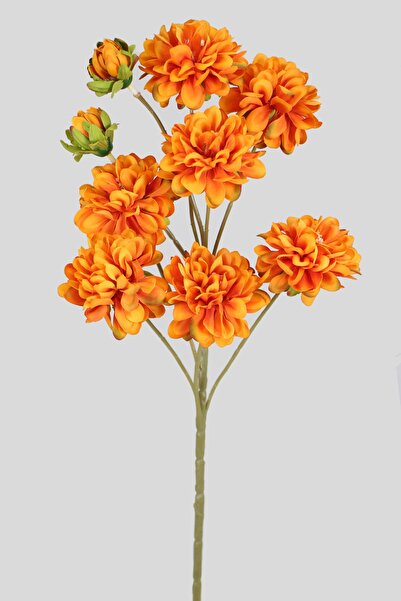 Yapay Çiçek Deposu Yapay 9lu Bodur Kasımpatı Dalı 45 Cm Turuncu