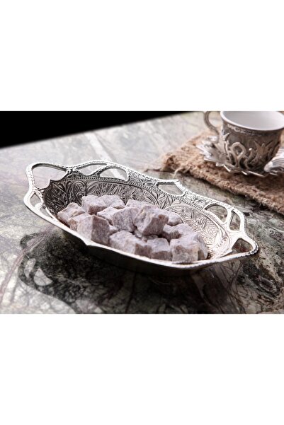 WuuQ Lüx - Tekli Oval Sosluk,çerezlik,kahvaltılık Sunumluk Kase - Gümüş