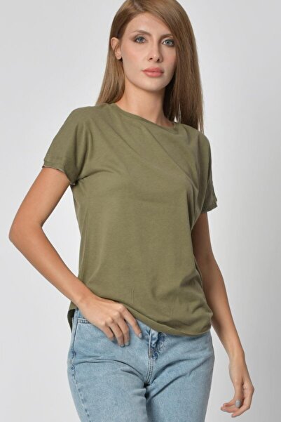 Zegy Футболка з декором на рукавах і подолі - хакі