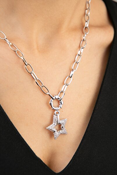Elika Silver Kadın Taşlı Yıldız Model Kolye