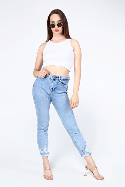 AFŞAR MODA Women's White Crop Blouse Rambo