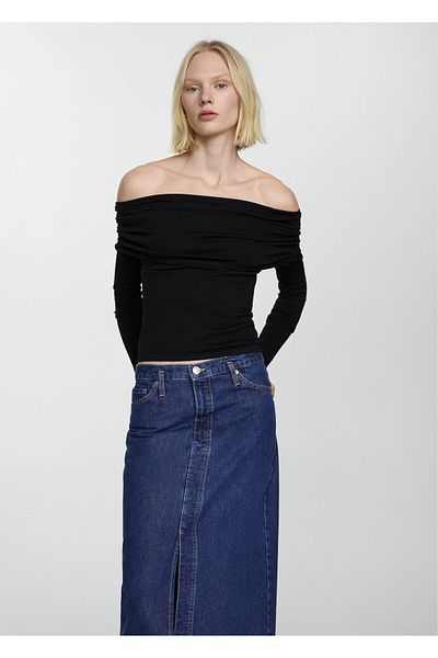 MANGO Tmavá džínová dámská sukně -67190440