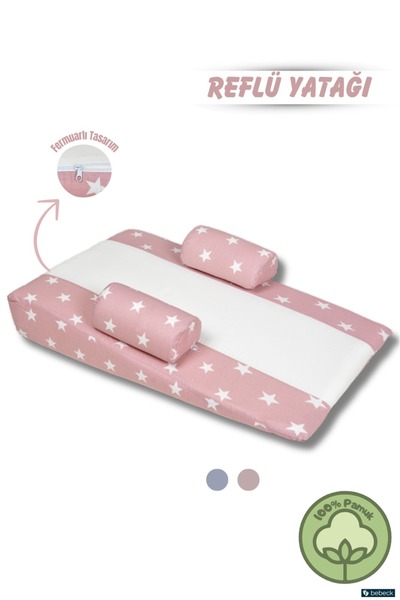 Bebeck Bebek Reflü Yatağı, Yastığı Yıkanabilir Kılıf Pembe