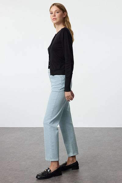 Trendyol Collection Blugi drepti albastru deschis cu talie înaltă - TWOAW25JE00085