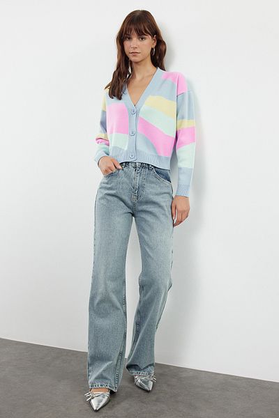 Trendyol Collection Blugi albaștri cu talie înaltă - TWOAW25JE00174