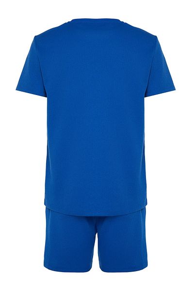 Trendyol Collection Saks Regular Fit Πλεκτά Σορτς Πιτζάμες Βάφλα TMNSS23PT00036
