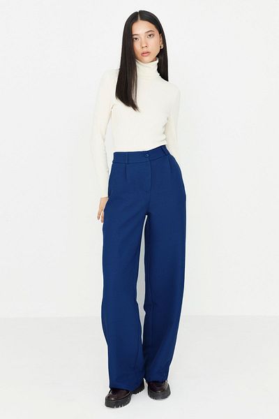 Trendyol Collection Pantaloni țesuți cu picioare largi Indigo - TWOAW22PL0139