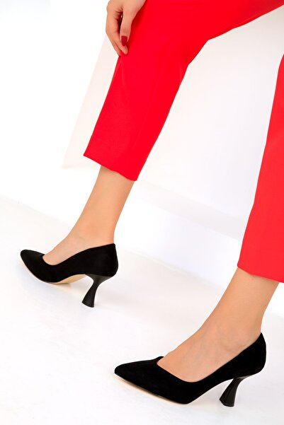 SOHO Černé semišovo-černé dámské klasické boty na podpatku 16549