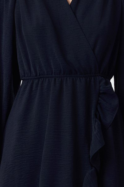 Trendyol Collection Sötétkék öves mini szőtt Flounce ruha TWOAW24EL00249