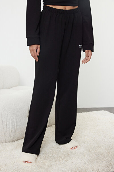 Trendyol Collection Pletená sada pyžama v antracitovém sloganu - Thmaw25Pt00012