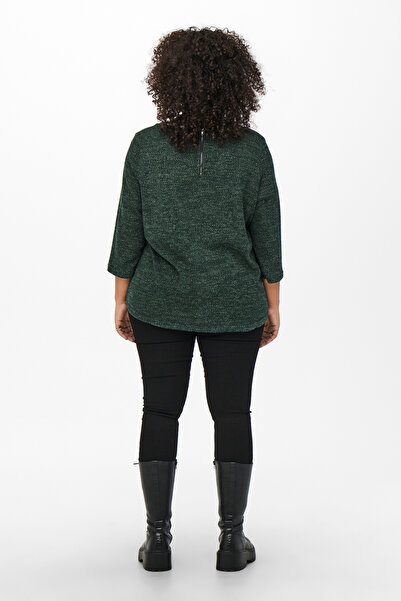 Only Carmakoma LDS Jersey - μανίκι 3/4, λεπτομέρεια με φερμουάρ, μπλούζα με κυρτό στρίφωμα NML19404