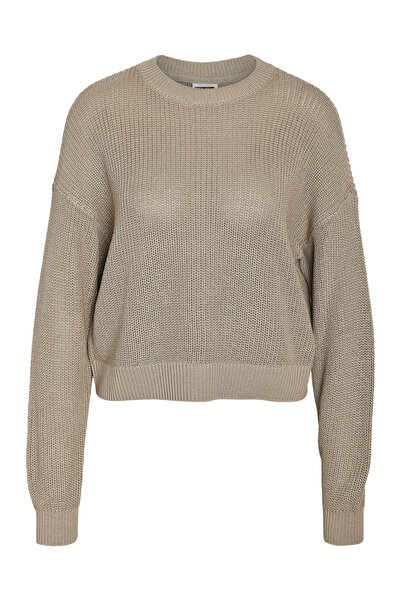 Noisy May LDS плетен пуловер - дълги ръкави, раирана шарка, О-образно деколте