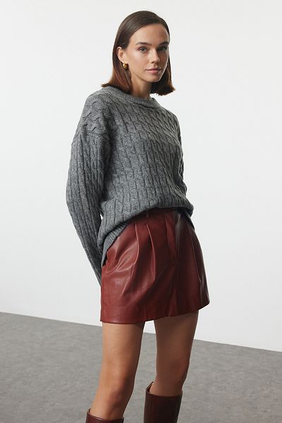 Trendyol Collection Anthracite Color - Sustainable Soft Knitwear Sweater TWOAW25KZ00334