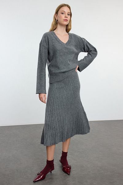 Trendyol Collection Wide Fit antracit kötöttáru szett - Twoaw25au00087