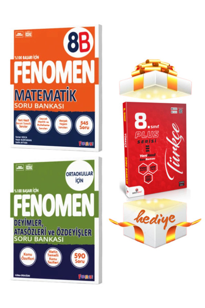 Fenomen Yayıncılık 8.Sınıf Fenomen Matematik B ve Deyimler Atasözleri ve Özdeyişler Soru Bankası 2024 Türkçe Hediyeli