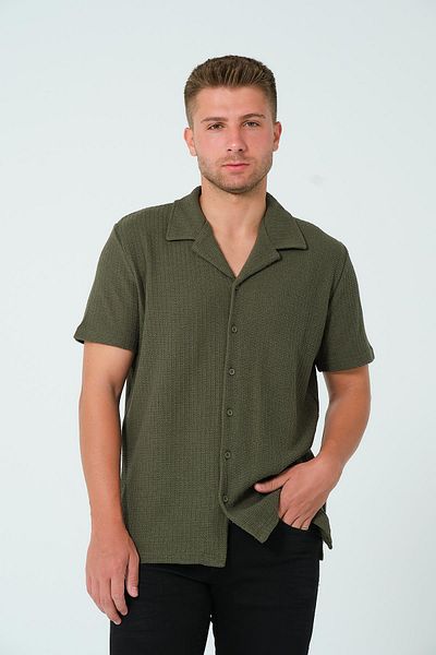Polo State Πράσινο ανδρικό πουκάμισο - Regular Fit, Πλεκτό Ύφασμα