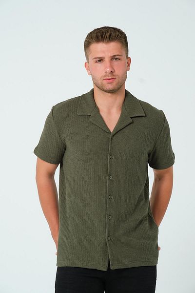 Polo State Πράσινο ανδρικό πουκάμισο - Regular Fit, Πλεκτό Ύφασμα