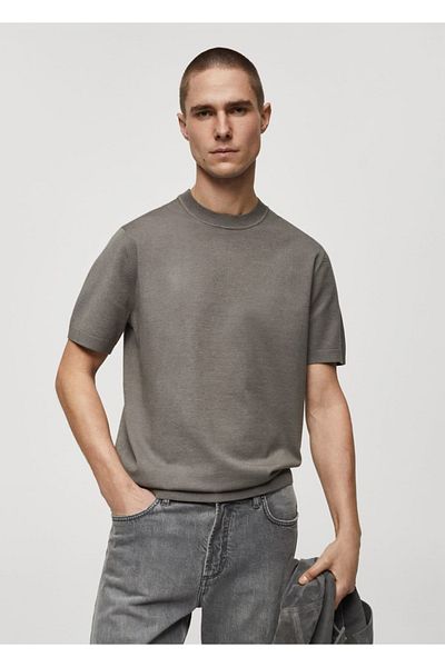 MANGO Man Μπλουζάκι με λεπτό διχτυωτό Comfortable Fit