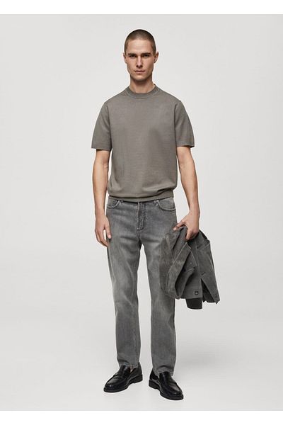 MANGO Man Μπλουζάκι με λεπτό διχτυωτό Comfortable Fit