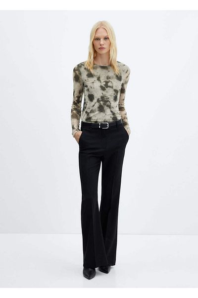 MANGO Woman Mesh Patterned T-Shirt