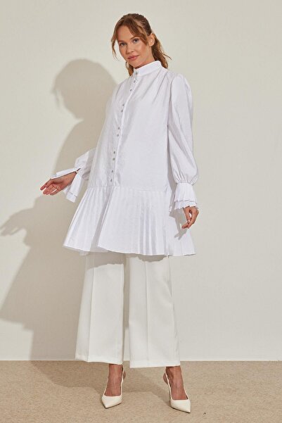 Hooopstore White Pleated Shirt