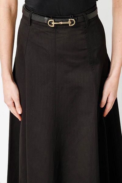 Hooopstore Black Flared Skirt - Stitching Detail