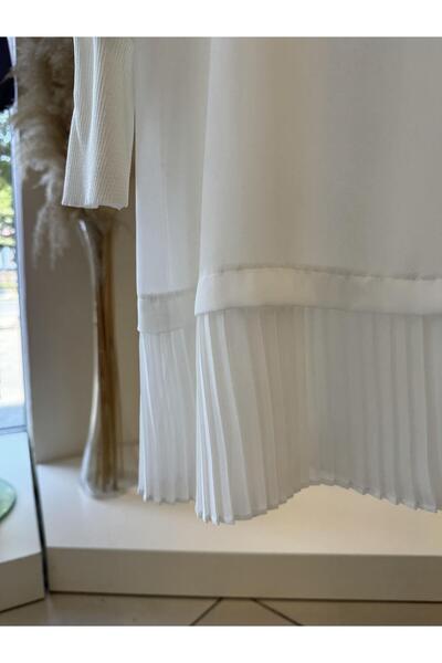 EFRAZE Şifonlu Uzun Kollu Piliseli Ekru İçlik 877