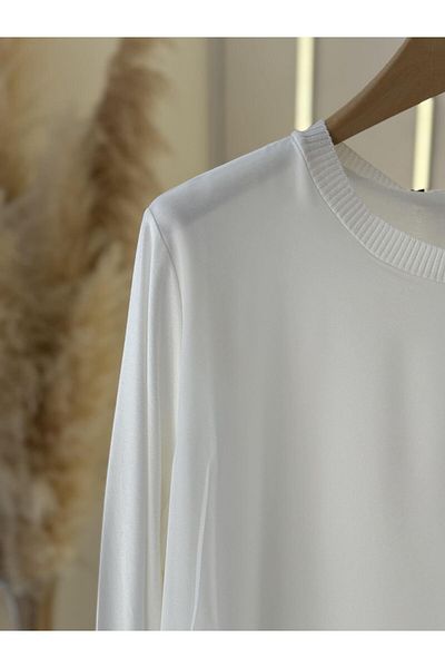 EFRAZE Ecru Chiffon Long Sleeve Underwear 875