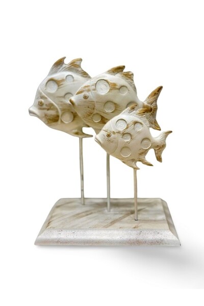 GİTTİGİTTİ 3'LÜ JAPON BALIK KAİDELİ OBJE GAGA-1015 BEYAZ