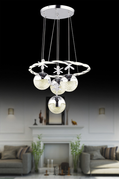 NisaLuce Halka Satürn 4'lü Ledli Avize Krom