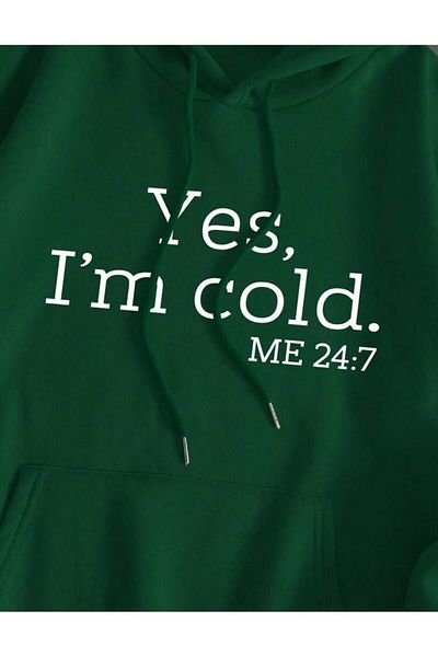 OFFSIDESIGN Унисекс суитшърт Yes Iam Cold 24:7 Oversize - сиво, бяло, черно, бежово, с дебело кръгло деколте