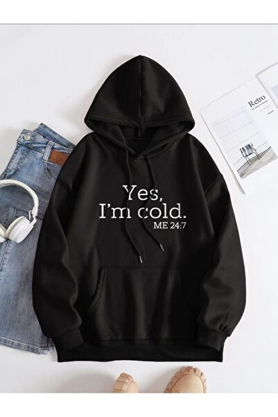 offsidesign Унисекс дуксерица Yes I Am Cold 24:7 - сива, бела, црна, беж, са ...