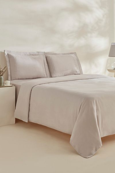 Karaca Home Σετ Παπλωματοθήκη Ανοιχτό Γκρι Felves - 100% Βαμβάκι, Διπλό