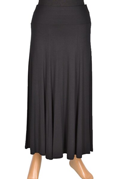 Barem Women's Lamia Corsaged Segmented Unlined Black Combed Cotton Skirt
