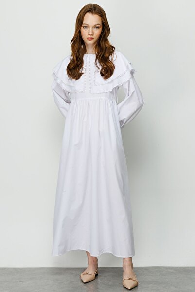 Hooopstore Φόρεμα με λεπτομέρεια με κορδέλα με στάμπα - Λευκό