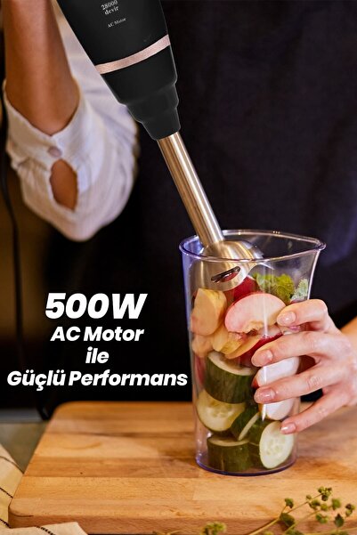 GOLDMASTER Leylak 28000 Devirli Ac Güçlü Motorlu Paslanmaz Çelik Bıçaklı El Blenderi Siyah Gold Rose